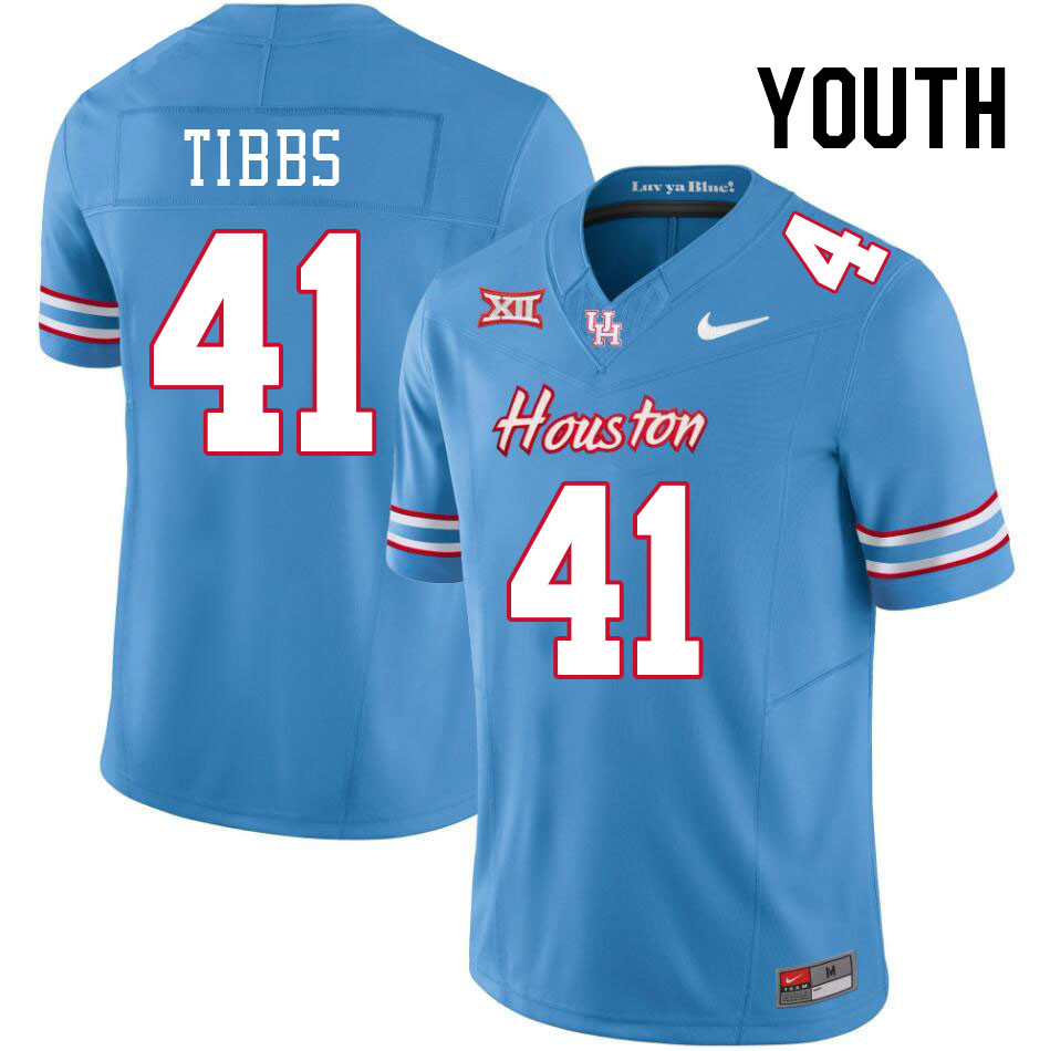 Youth #41 Zavian Tibbs Houston Cougars College Football Jerseys Stitched-Oilers